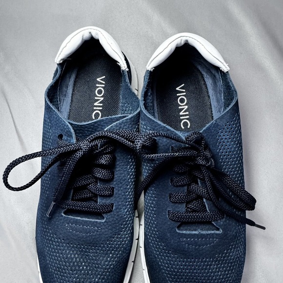 Vionic‎ Joey Navy Leather Sneakers Women's Size 8 - Picture 4 of 13